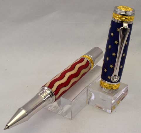 真鍮製　U.S.A.国旗ボールペン American Flag Gold Titanium Majestic Pen - AF5