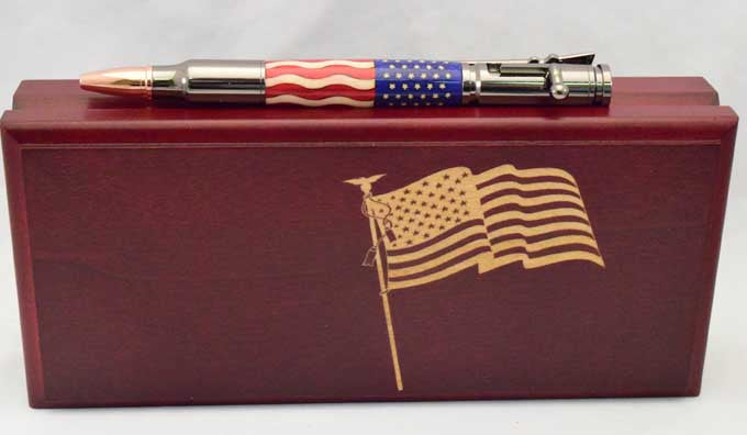 American Flag Bolt Action Click Pen - AF2