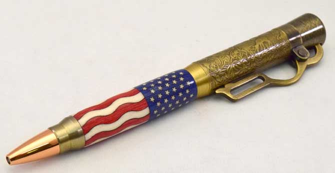 American Flag Lever Action Ballpoint Click Pen