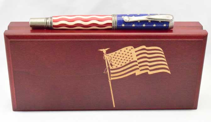 American Flag Antique Nickel Venetian Pen - AF11