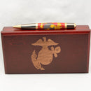Marine Inlay Sahara Chrome Ballpoint Twist Pen with Custom Engraved Box