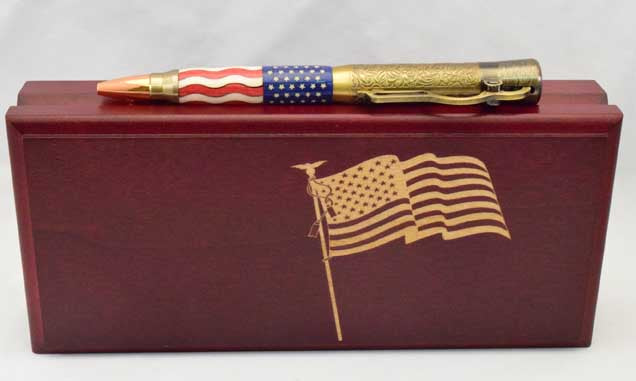 American Flag Lever Action Ballpoint Click Pen