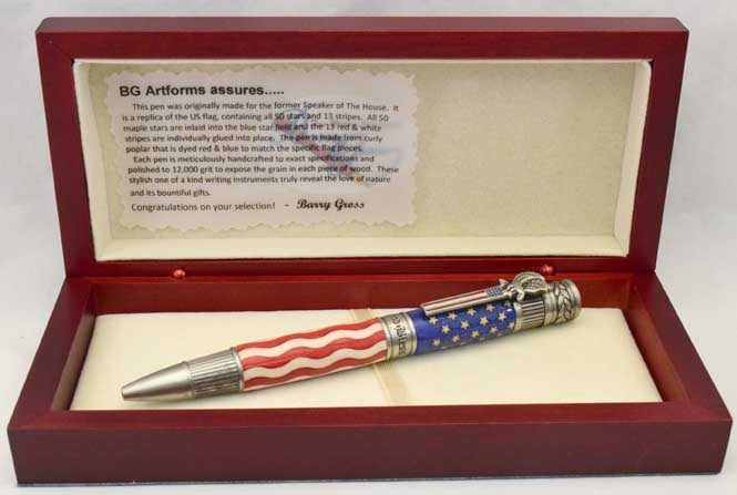 American Flag Antique Pewter Patriot Ballpoint Twist Pen - AF7