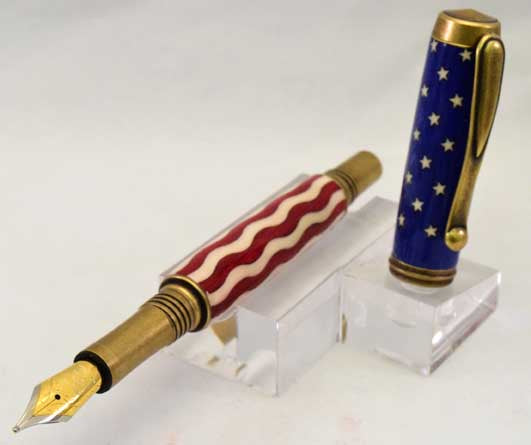 American Flag Antique Brass Venetian Pen - AF12
