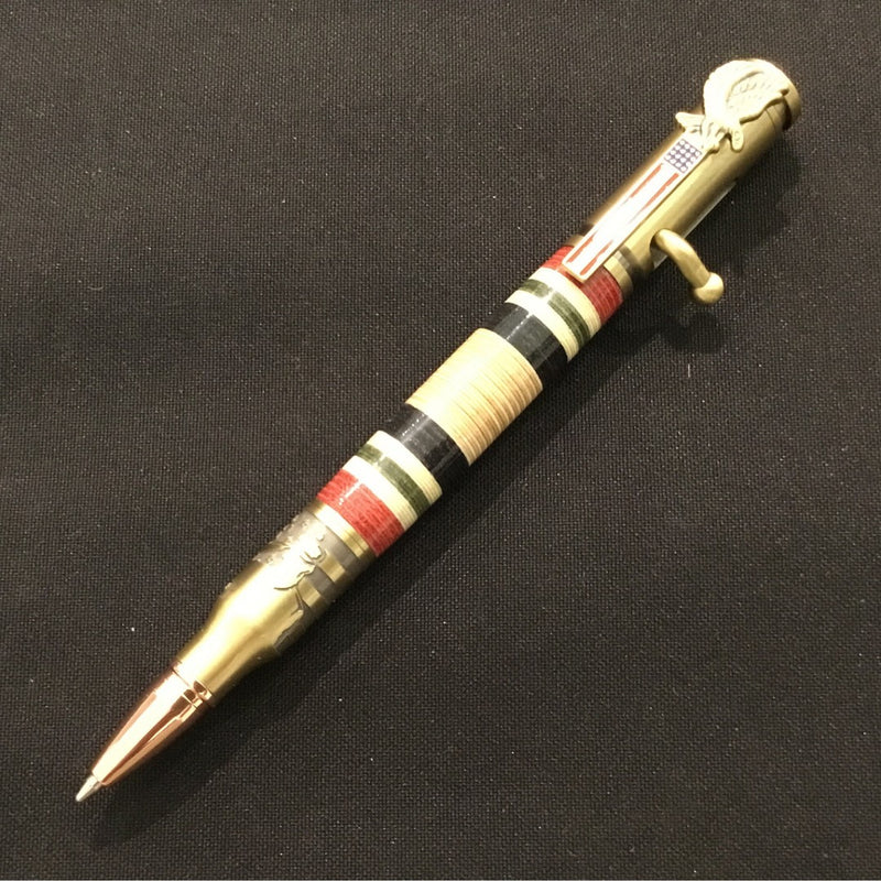 Military Service Ribbon Bolt Action Ballpoint Click Pen - Iraq