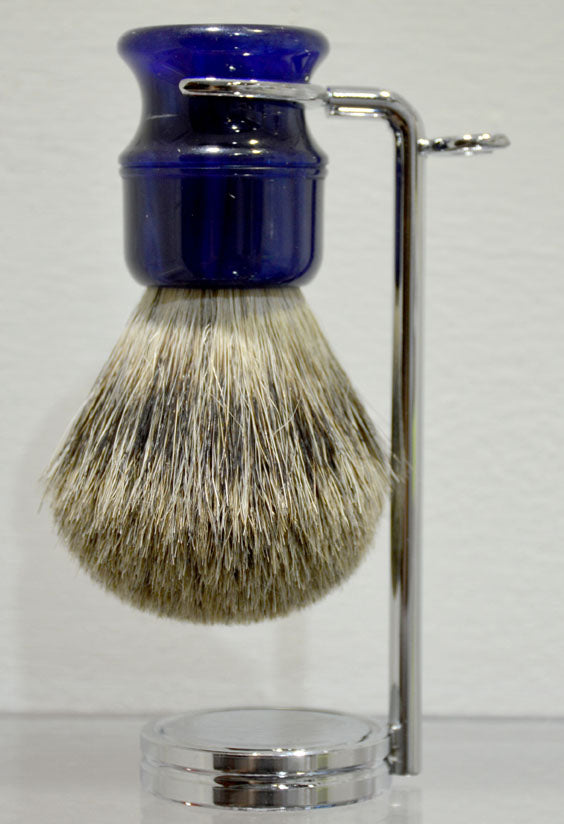 Shaving Brush Pure Badger Hair - Blue Acrylic Handle