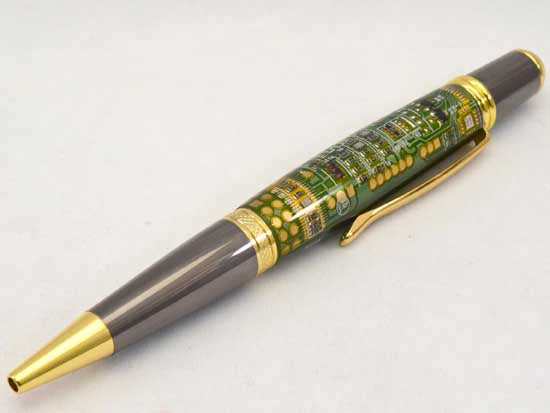 Sahara Green Circuit Board Ballpoint Twist Pen