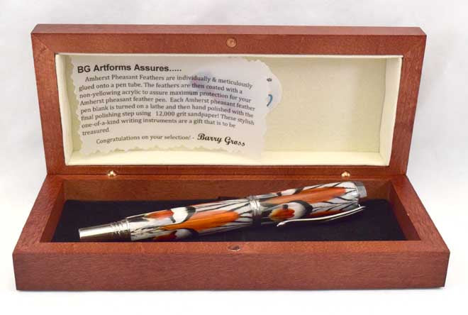 Amherst Feather Black Titanium Venetian Rollerball or Fountain Pen - FA2