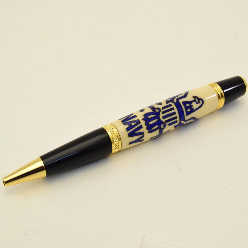 Navy Inlay Ballpoint Twist Pen