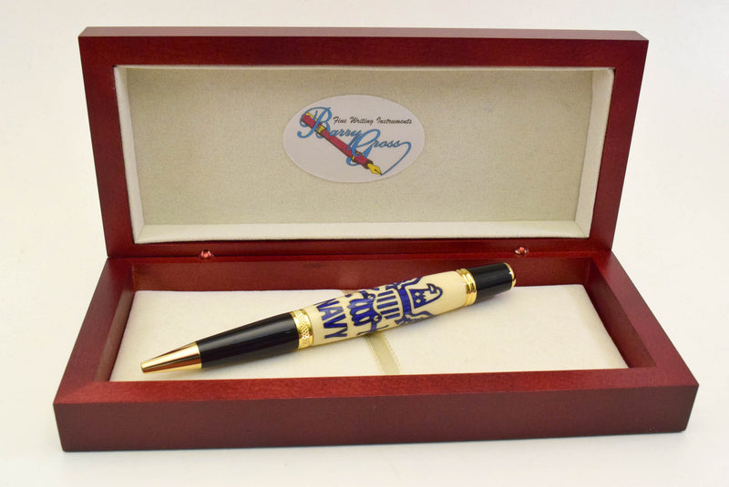 Navy Inlay Ballpoint Twist Pen