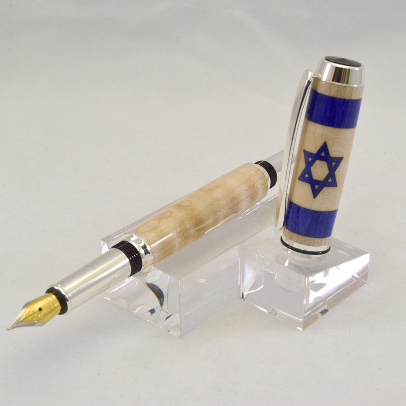 Inlay Israel Flag Rollerball or Fountain Pen
