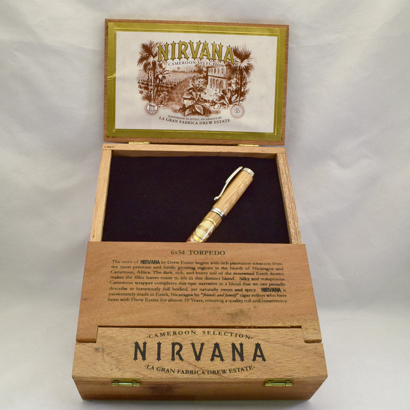 Whiskey Barrel Nirvana Cigar Band© Venetian Rollerball or Fountain Pen with Matching Cigar Box