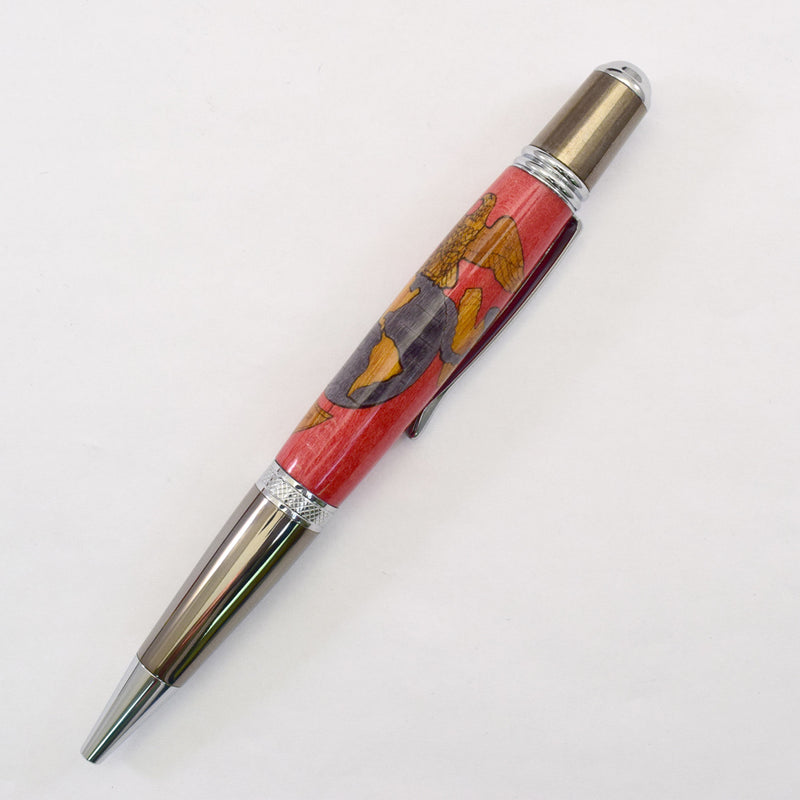 Marine Inlay Sahara Chrome Ballpoint Twist Pen with Custom Engraved Box