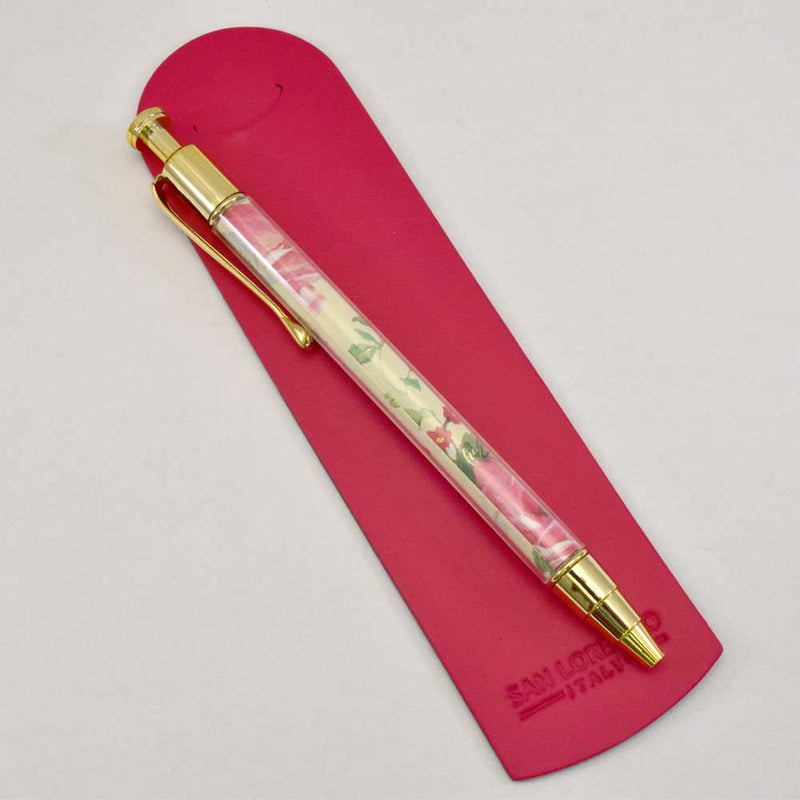 Red Floral Journal Bookmark & Ballpoint Pen