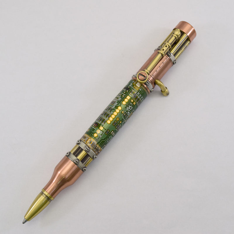 Steam Punk Green Circuit Board Bolt Action Ballpoint Click Pen