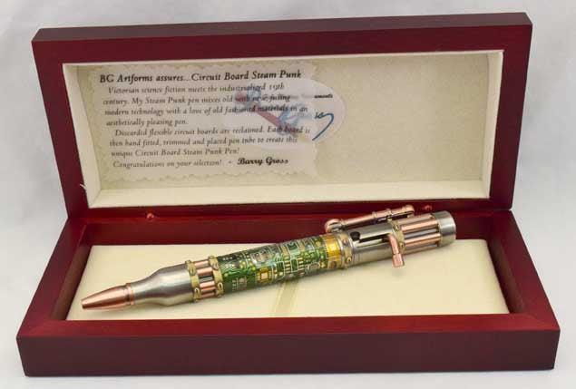 Steam Punk Green Circuit Board Bolt Action Ballpoint Click Pen