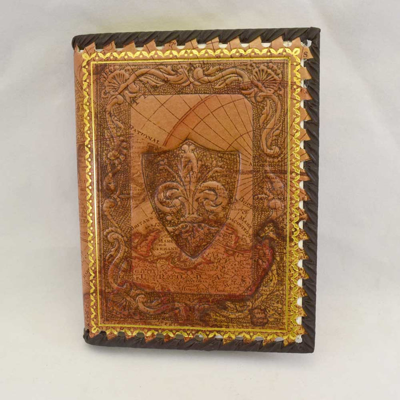Tan Leather Embossed World Journal